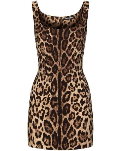 Dolce & Gabbana Minikleid mit Leoparden-Print - Schwarz