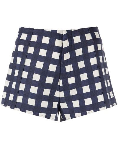Jacquemus Check-print Mini Shorts - Blue