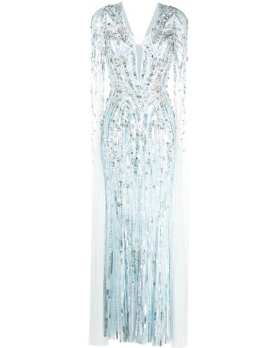 Jenny Packham Maxikleid mit Pailletten - Blau