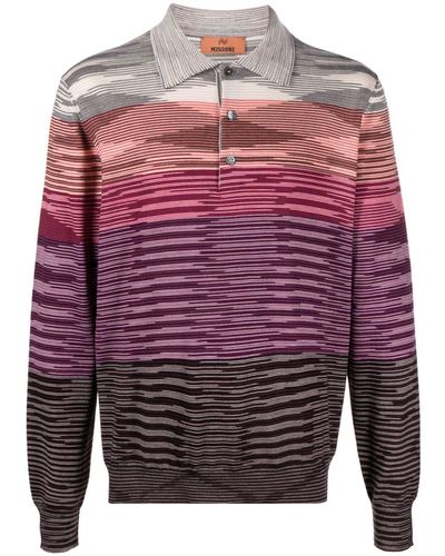 Missoni Striped Wool Polo Shirt - Red