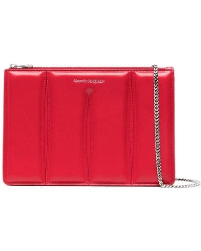 Alexander McQueen Panelled Leather Shoulder Bag - Red