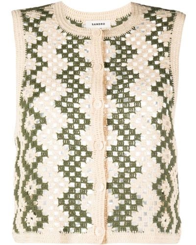 Sandro Crochet-knit Crop Top - Natural