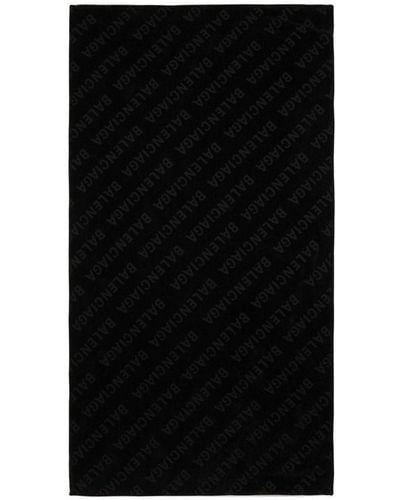 Balenciaga All-over Logo Beach Towel - Black