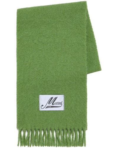 Marni Écharpe en laine mélangée à patch logo - Vert