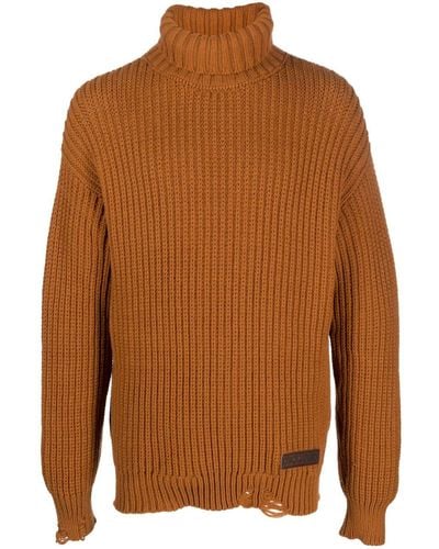 DSquared² Pull nervuré à col superposé - Marron