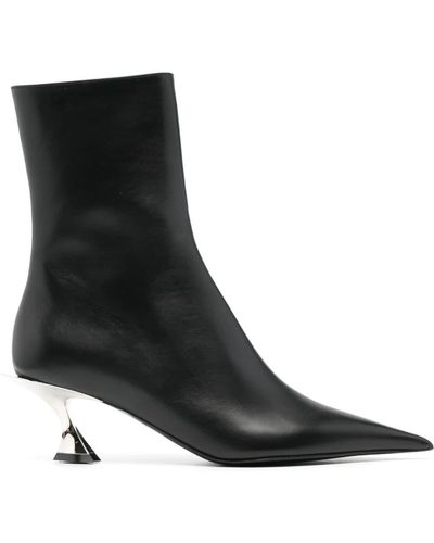 Mugler 55mm Leather Ankle Boots - Black