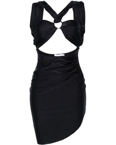 Amen Satin-Minikleid mit Cut-Out - Schwarz