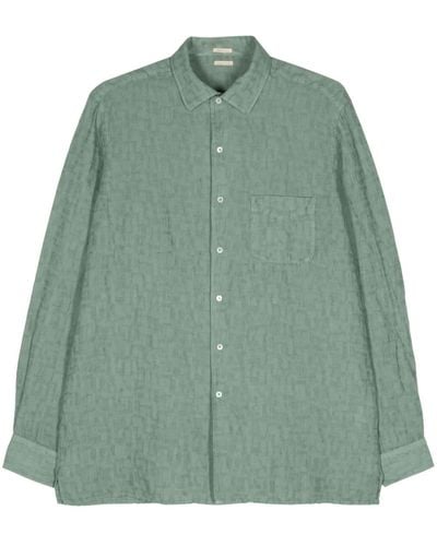 Massimo Alba Textured Buttoned Shirt - Green