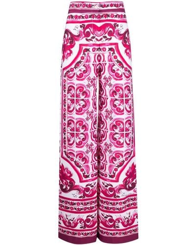 Dolce & Gabbana Pantalon ample à imprimé Majolica - Rose