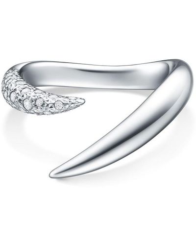 Tasaki 18kt White Gold Collection Line Danger Horn Diamond Ring