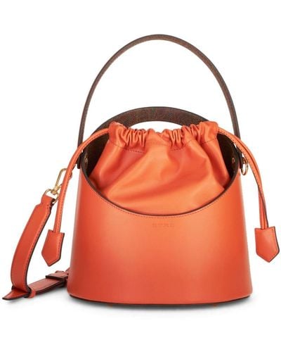 Etro Saturno Leather Bucket Bag - Orange