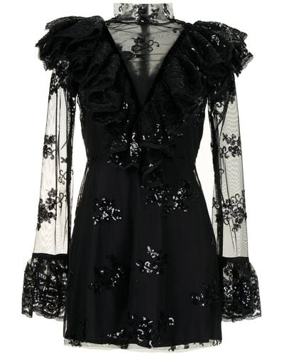Macgraw Sheer Panel Sequin Minidress - Black