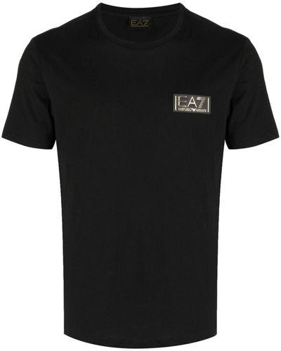 EA7 Logo-patch Cotton T-shirt - Black