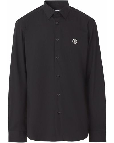 Burberry Overhemd Met Geborduurd Monogram - Zwart