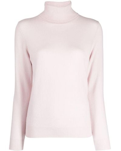N.Peal Cashmere Ribbed-knit Roll Neck Jumper - Pink