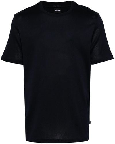 BOSS Fine-ribbed Cotton T-shirt - Black