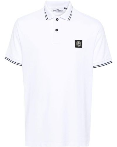 Stone Island Poloshirt aus Pikee - Weiß