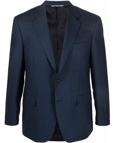 Canali Blazer en laine à simple boutonnage - Bleu