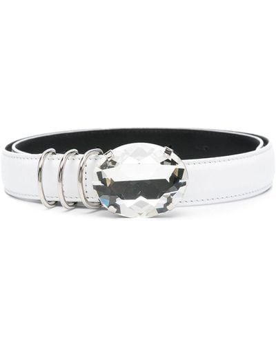 Alessandra Rich Crystal-buckle Belt - White