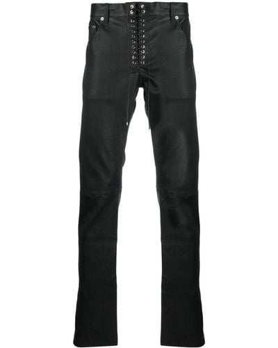Ludovic de Saint Sernin Lace-up Slim-cut Leather Pants - Black