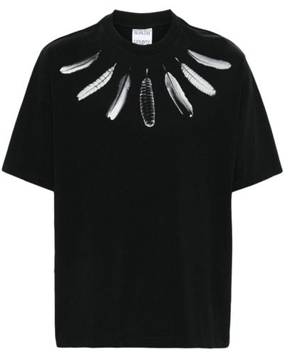 Marcelo Burlon T-shirt Collar à détails de plumes - Noir