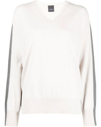 Lorena Antoniazzi Stripe-detail V-neck Sweater - Gray
