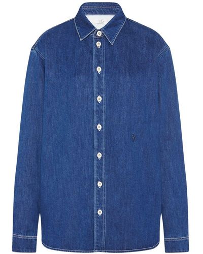 Rosetta Getty X Violet Getty Pointed-collar Denim Shirt - Blue