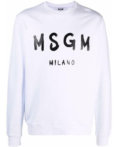 MSGM Felpa con stampa logo - Bianco