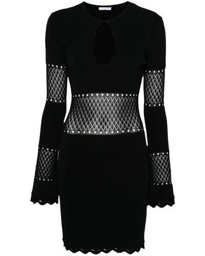 Patrizia Pepe Pointelle Knit-detail Dress - Black
