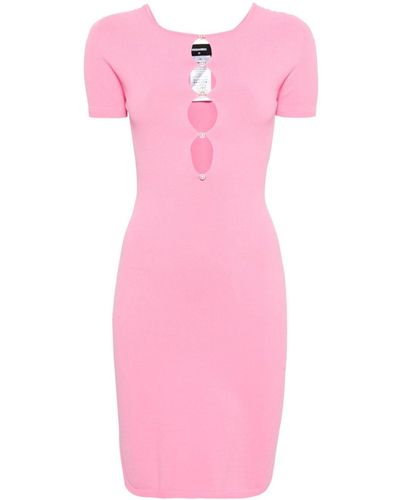DSquared² Cut-out Detailed Knitted Dress - Pink