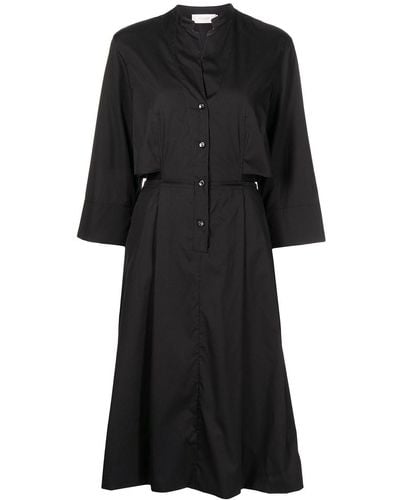 Agnona Robe-chemise mi-longue à manches trois quarts - Noir