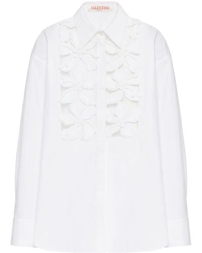 Valentino Garavani Floral Cut-out Cotton Shirt - White