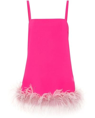 Pinko Trebbiano Feather-trim Mini Dress - Pink