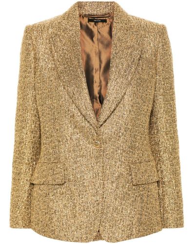 Tom Ford Lola Metallic Tweed Blazer - Natural