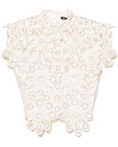 Maje Top con paillettes - Bianco