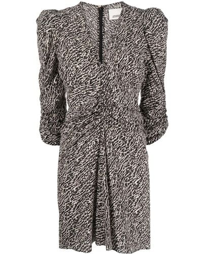 Isabel Marant Abstract-pattern Print V-neck Dress - Grey
