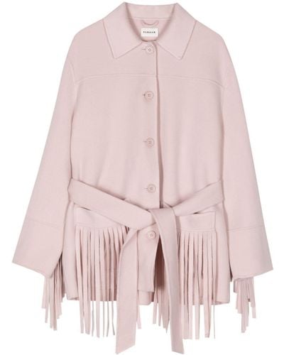 P.A.R.O.S.H. Fringed Belted Jacket - Pink
