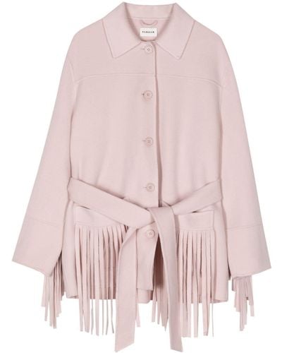 P.A.R.O.S.H. Veste ceinturée à franges - Rose