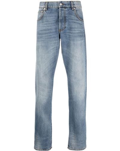 Alexander McQueen Stonewashed Straight-leg Jeans - Blue