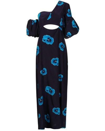 Isolda Vestido Greta con motivo floral - Azul