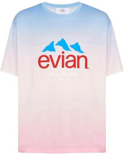 Balmain X Evian T-shirt Met Kleurverloop - Roze