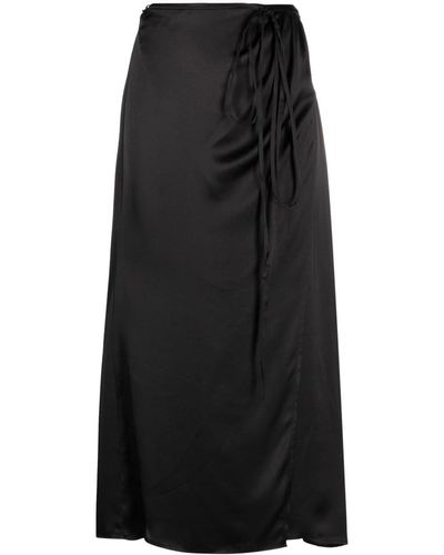 Closed Satin Wrap Midi Skirt - Black