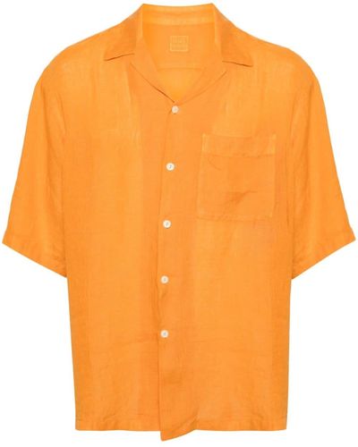 120% Lino Poplin Linen Shirt - Orange