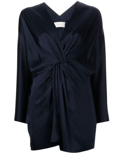 Michelle Mason Twist-detail Silk Dress - Blue