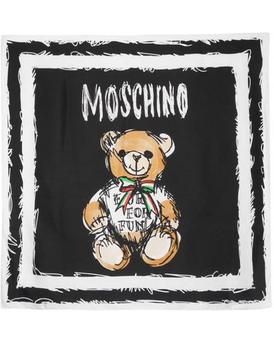 Moschino Teddy-print Silk Scarf - Black