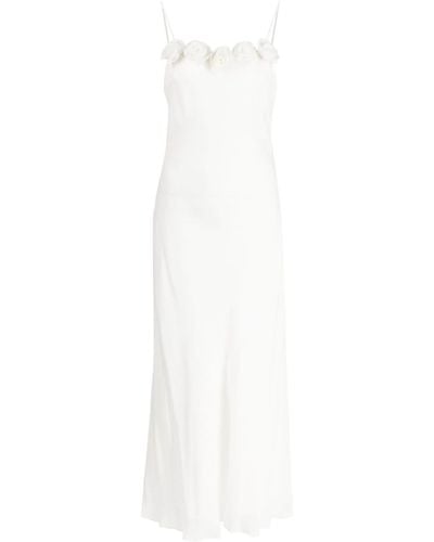 RIXO London Benedetta Rose-appliqué Midi Dress - White