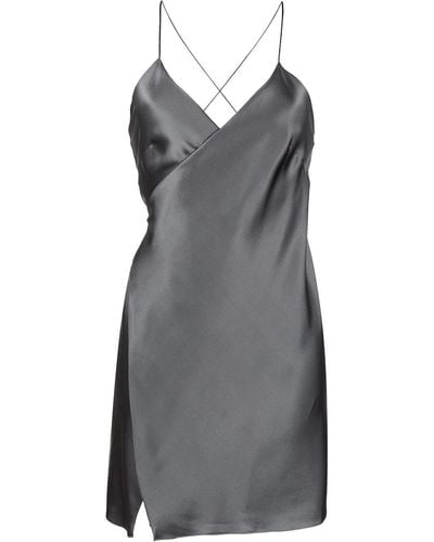 Michelle Mason Wrap-front Silk Mini Dress - Grey