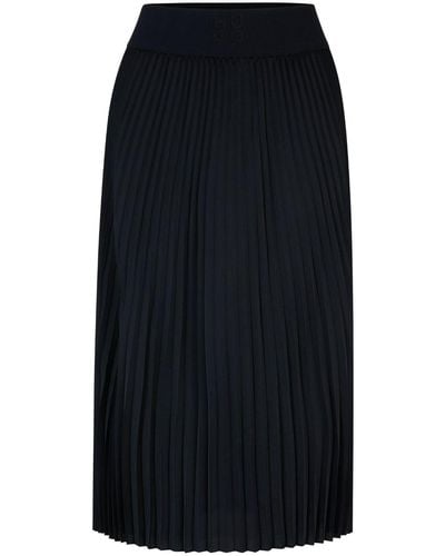 HUGO Logo-waisted Plissé Midi Skirt - Blue