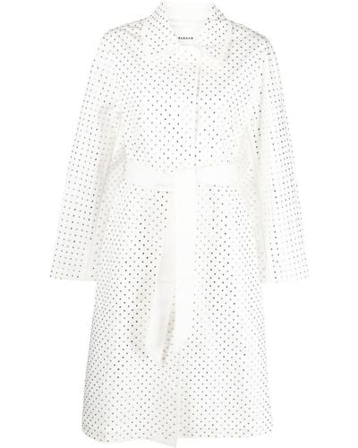P.A.R.O.S.H. Rhinestone-embellished Cotton Trench Coat - White