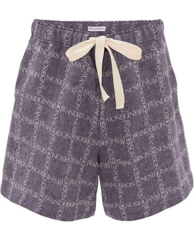 JW Anderson All-over Logo Print Shorts - Blue